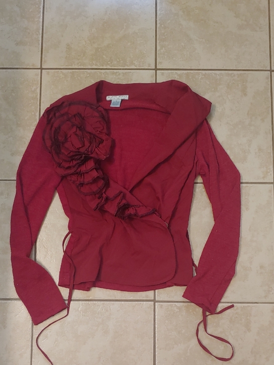 Alberto Makali Tops - Vintage Y2K Alberto Makali Rose Red Wrap Sweater Women's Size S